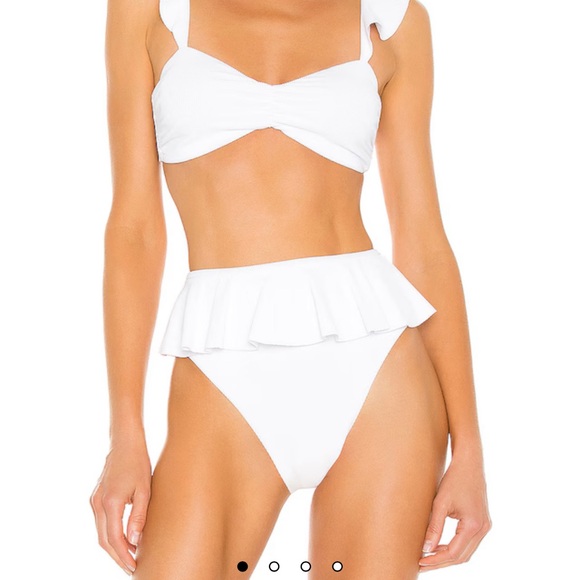 Beach Riot Poppy White Ribbed Bikini Set Size L